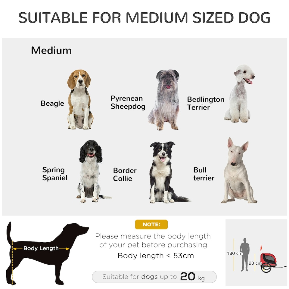 image 1 of PawHut Steel Frame Bike Trailer Dog Carrier