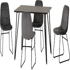 Marlow Dining Set with Lukas Chairs Black | Black Marble/Grey
