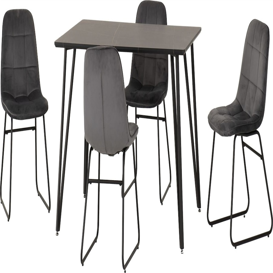 image 1 of Marlow Dining Set with Lukas Chairs Black | Black Marble/Grey