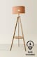 image 4 of ValueLights Morrigan Orange Check Bamboo Shade Tripod Floor Lamp & Bulb | Brown