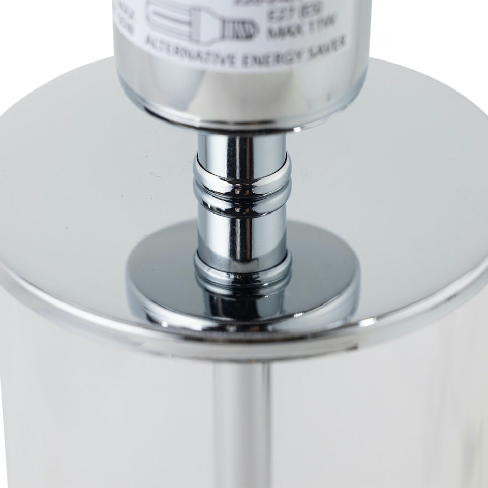 image 1 of Aura - Chrome Table Lamp with Grey Cotton Shade Chrome | Grey
