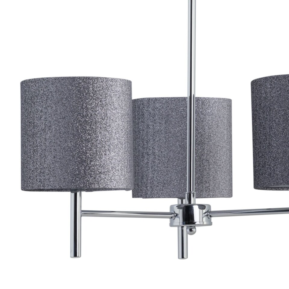 image 1 of Set of 2 Brea - Chrome Light Fittings with Silvery Grey Glitter Shades | Chrome | Grey | 2