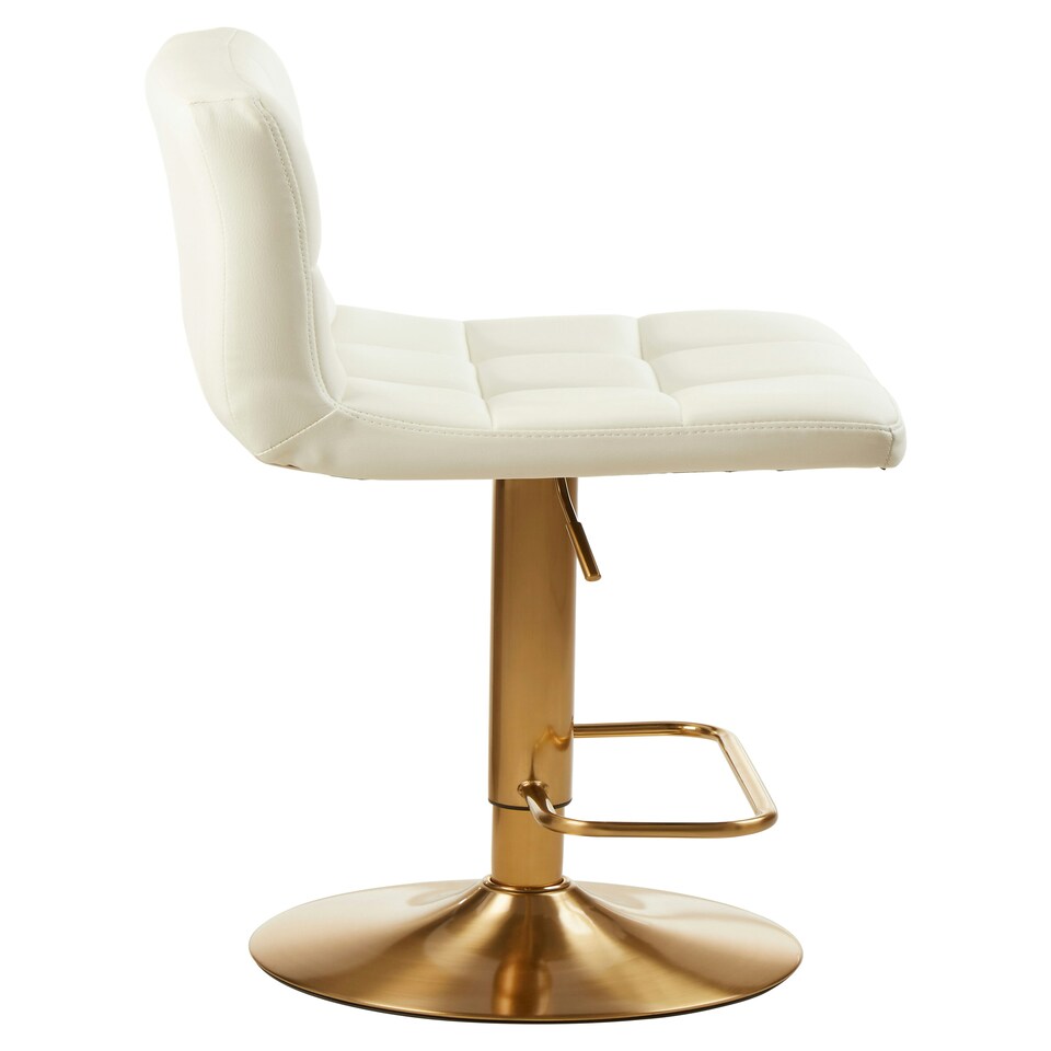 image 1 of Interiors by Premier Adjustable Gold & White Finsih Bar Stool, Comfort And Stable Counter Stool, Elegant Kitchen Bar Chair