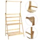 image 3 of Living and Home 3-Tier Wooden Foldable Ladder Shelf with Hanging Rod