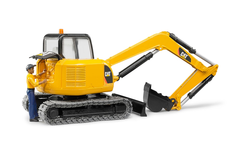 image 1 of Bruder Cat Mini excavator with worker Tracked Excavator Model