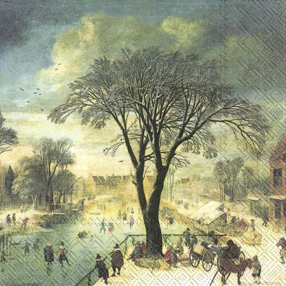 IHR Ideal Home Range Luncheon Napkin - Winter Skaters N/A