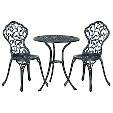 Outsunny Aluminium Bistro Set Garden Coffee Table Chair Outdoor Dining