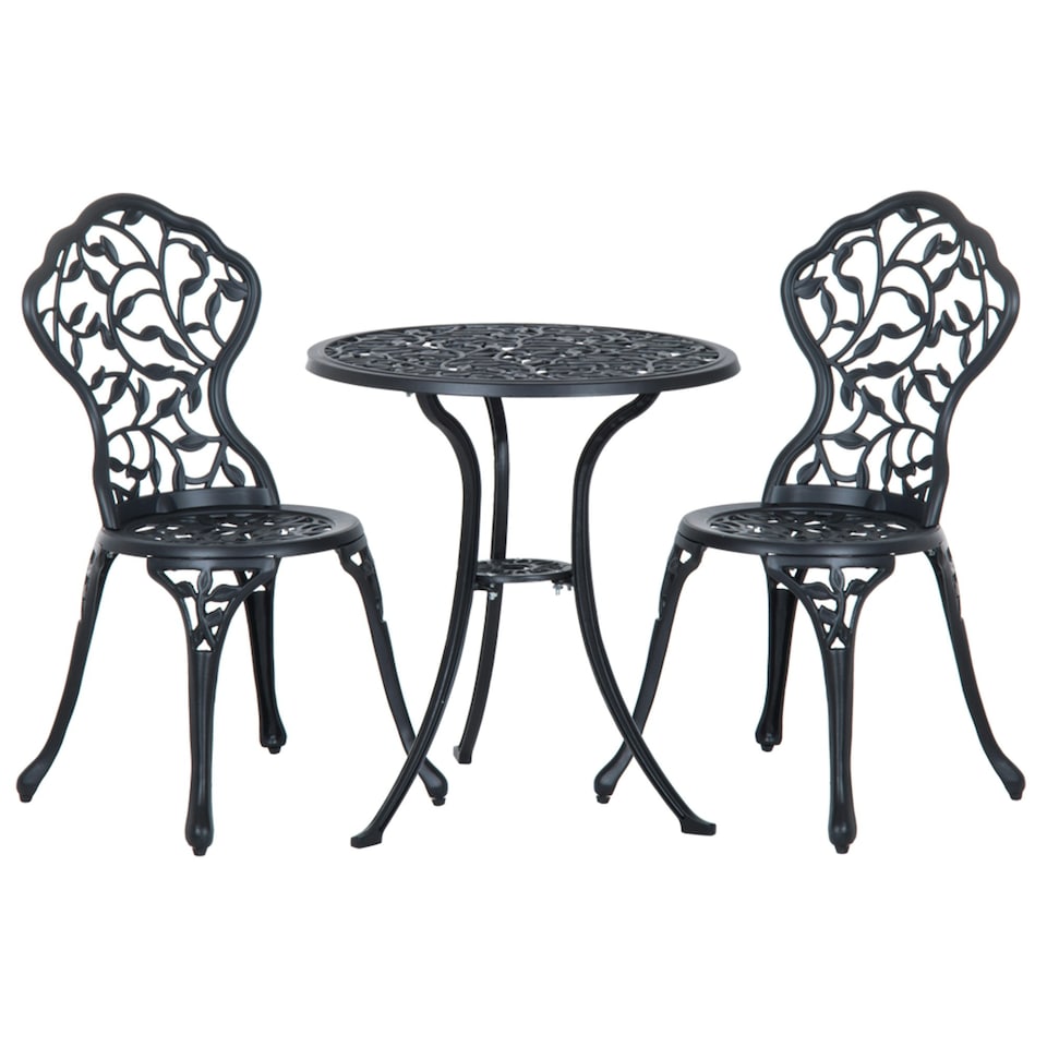 image 1 of Outsunny Aluminium Bistro Set Garden Coffee Table Chair Outdoor Dining