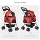 image 4 of PawHut Pet Stroller Foldable Travel Carriage w/ Brake Basket Canopy, Red