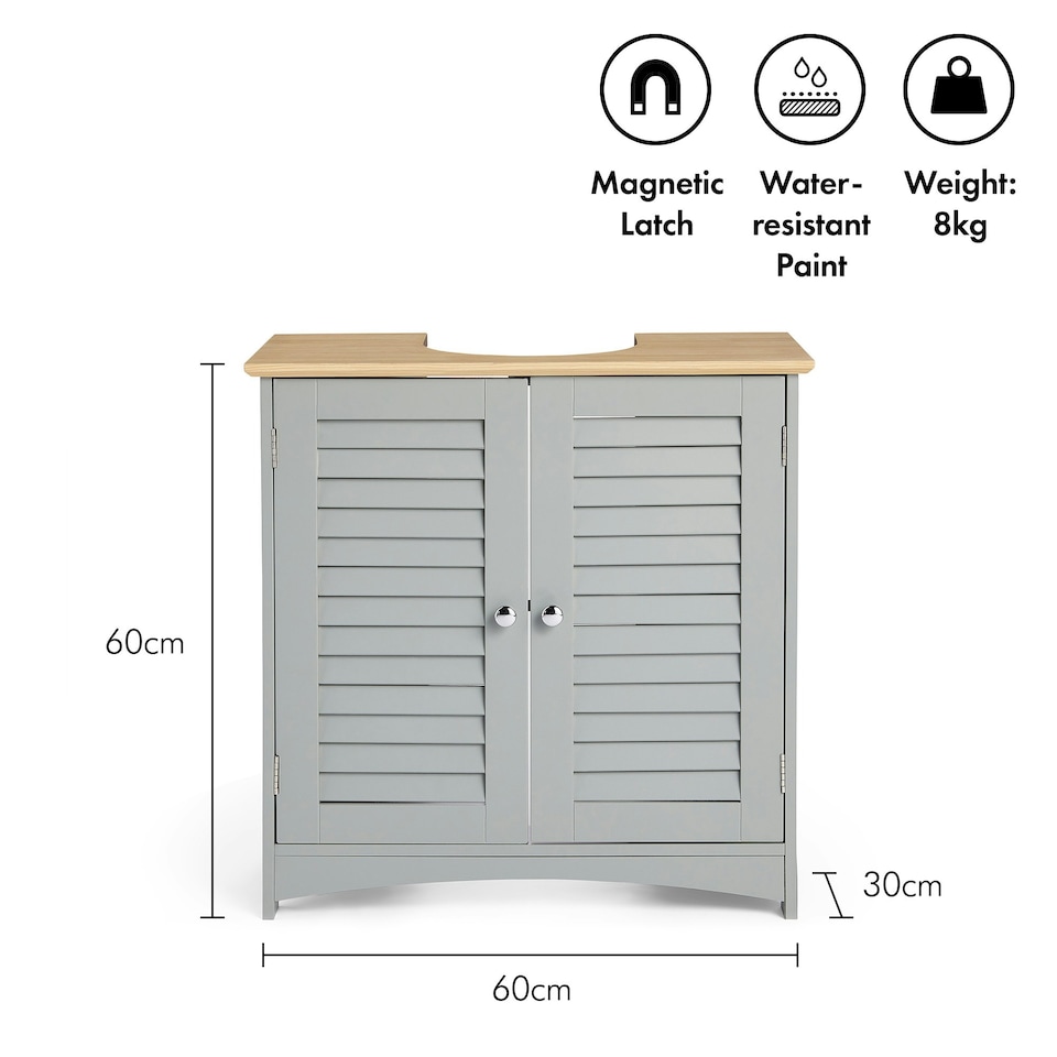 image 1 of VonHaus Shrewsbury Grey Under Sink Bathroom Cabinet