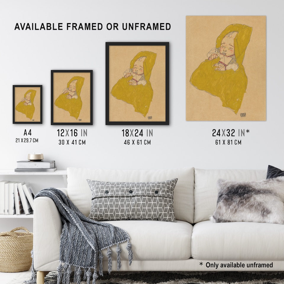 image 1 of Infant Portrait in a Changing Pad Schiele Framed Wall Art Print 12X16"