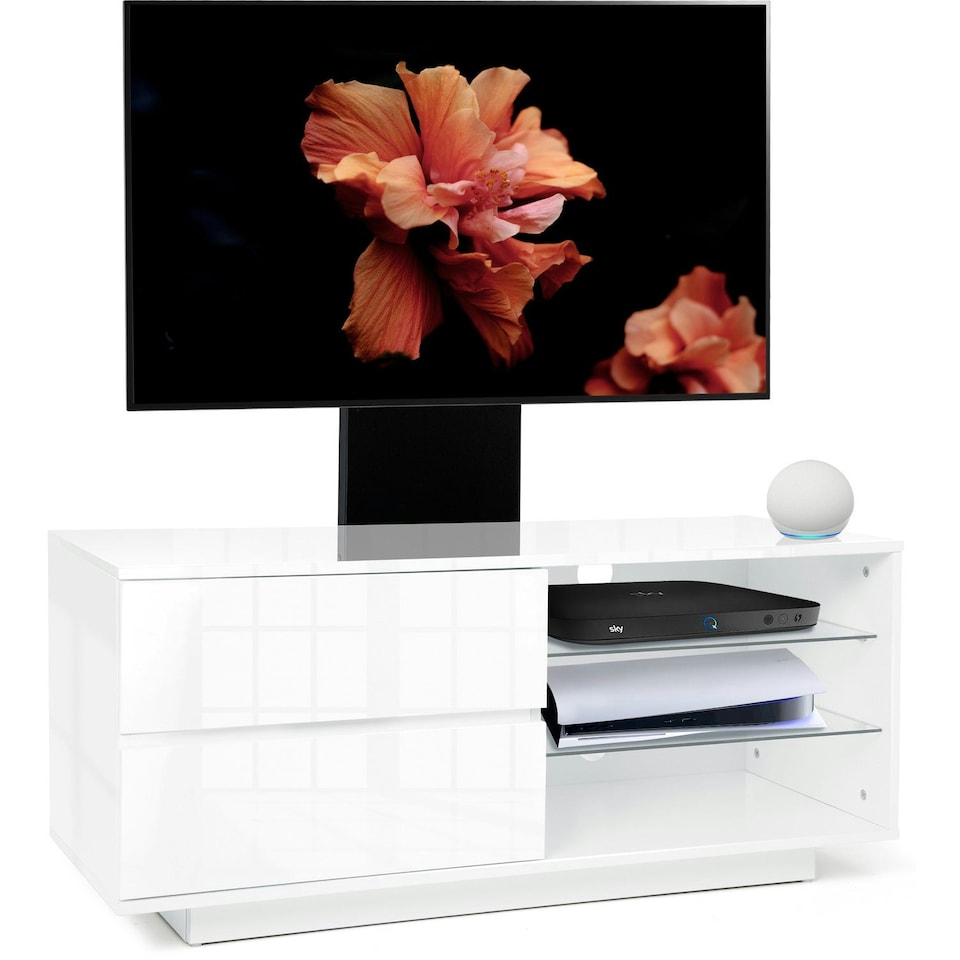 image 1 of Centurion Supports Gallus Gloss White with 2- Drawers and 3-Sheves 32"-55" LED/LCD/Plasma Cabinet TV Stand with Mounting Arm | Multi | 1