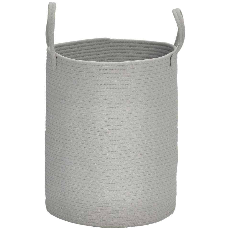 image 1 of HOMCOM 36L Cotton Rope Laundry Basket with Handles for Pillows Clothes Grey