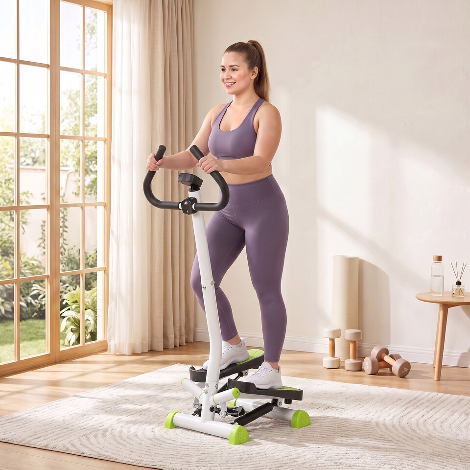 image 1 of HOMCOM Twister Stepper Step Machine with LCD Screen and Handlebars - Blue