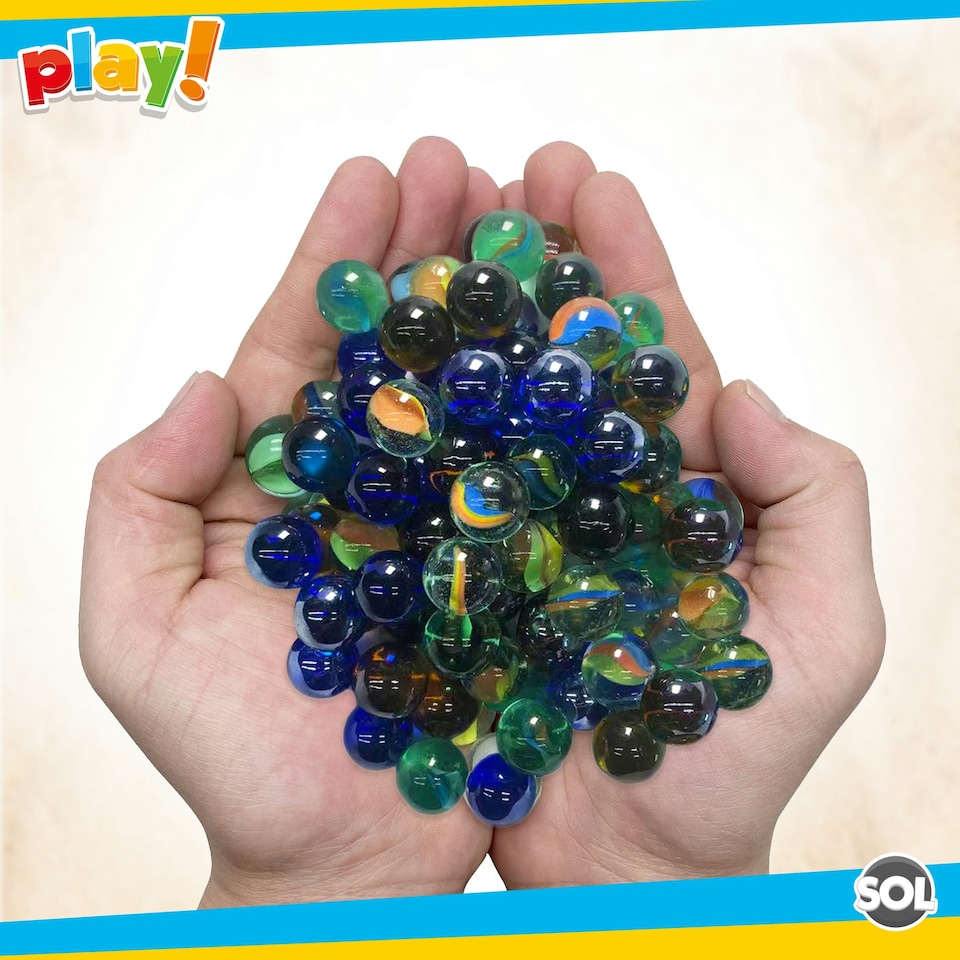 image 1 of SOL 100pk Marbles for Kids, Traditional Glass Marbles in Assorted Colours