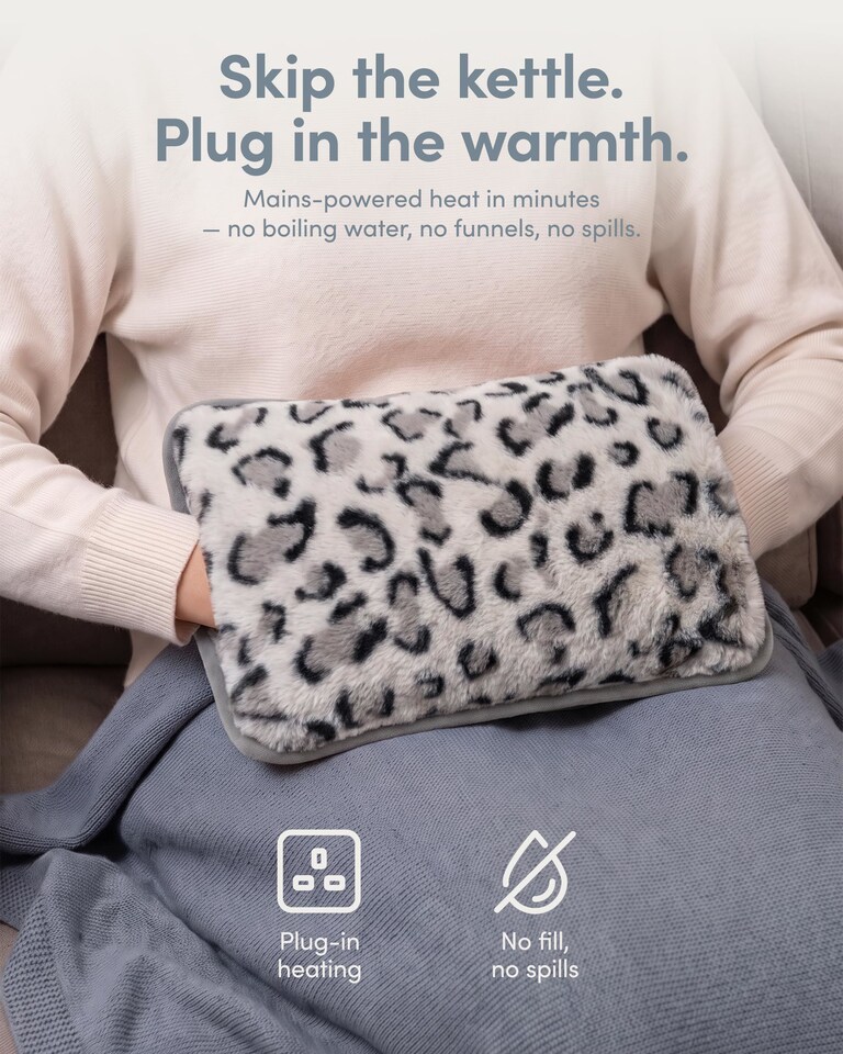 image 1 of Keplin Rechargeable Electric Hot Water Bottle Flannel Cover Auto Shut Off