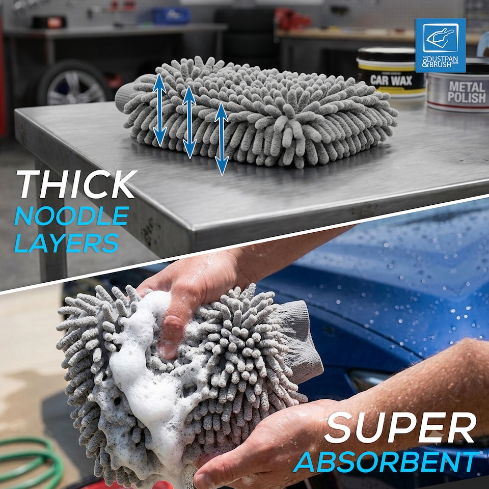image 1 of Microfibre Cloth Car Wash Mitt Glove Double Sided Wash Mitt for Car Washing - Pack of 2