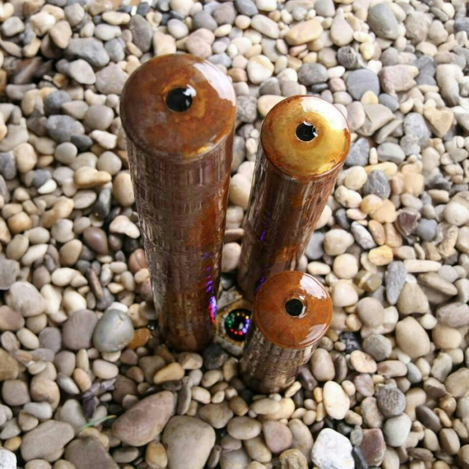 image 1 of Primrose 3 Tiered Corten Steel Tubes Water Feature with LEDs Reservoir 137cm