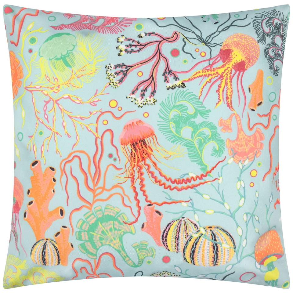 image 1 of Furn Reef Printed Reversible Pink Outdoor Cushion