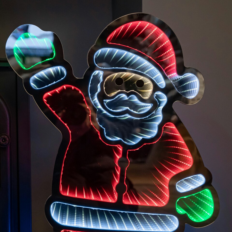 image 1 of 60cm Light up Waving Santa Christmas Infinity Decoration with Multi-Coloured LEDs