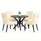 image 1 of Natural Set of Four Studded Velvet Dining Chair with Ring Knocker Detail Cream | Natural