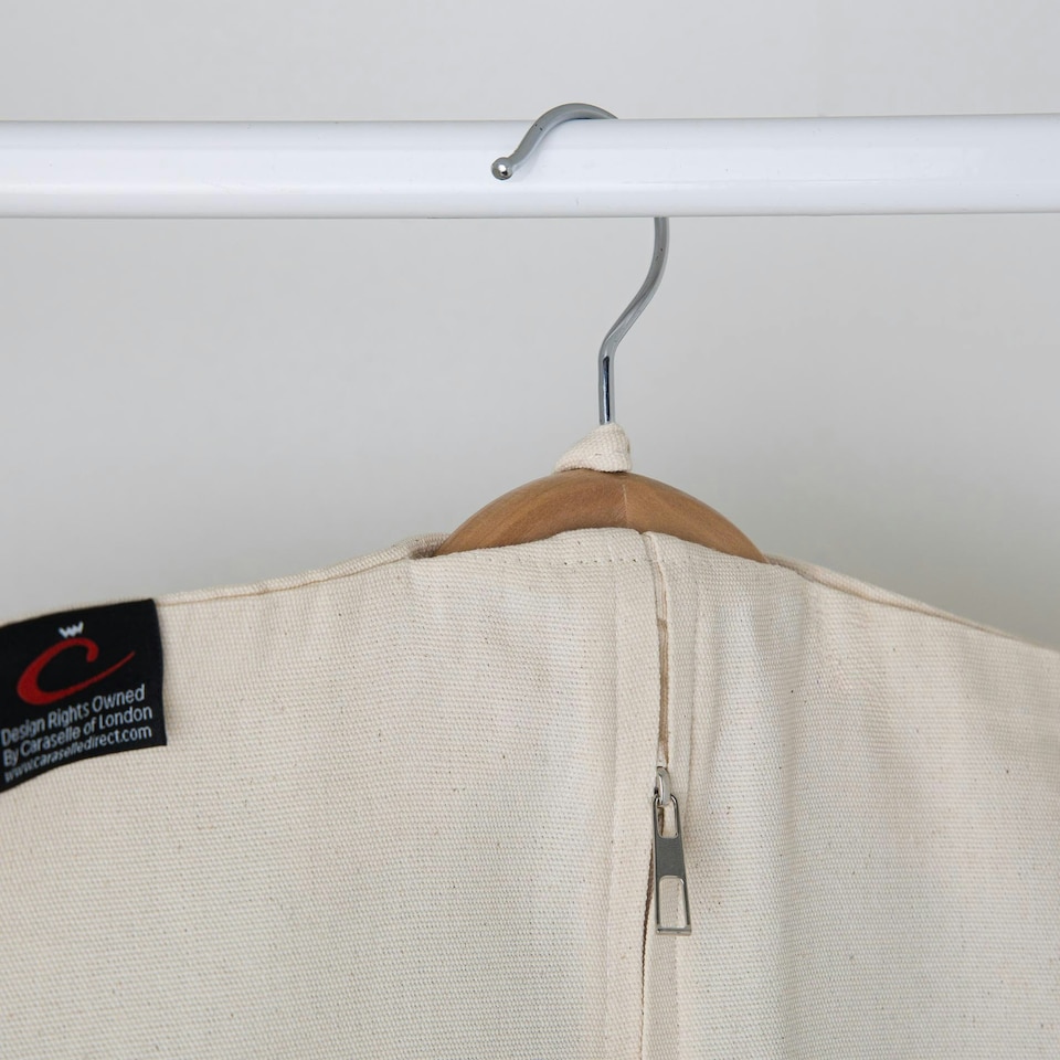 image 1 of 3 x Deluxe 100% Natural Zipped Cotton Dress Cover (Approx. 129 x 57 cms) Cream