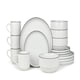 image 1 of 16pc Stackable Black Rim Dinner Set