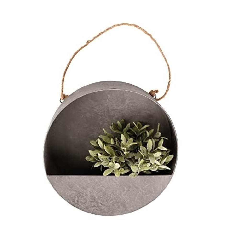Large Round Wall Hanging Planter Grey