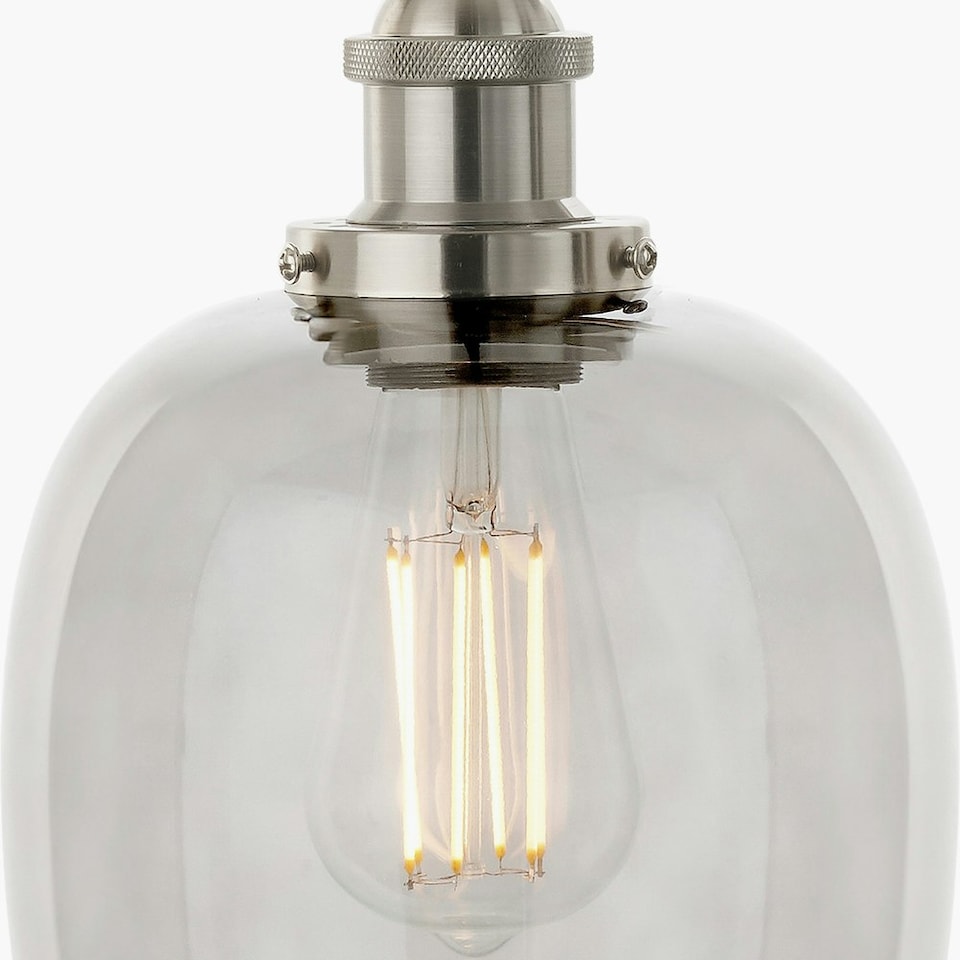 image 1 of Grey Glass Pendant Ceiling Light with Antique Silver Metal Chain Pendant | Grey | Grey | 1