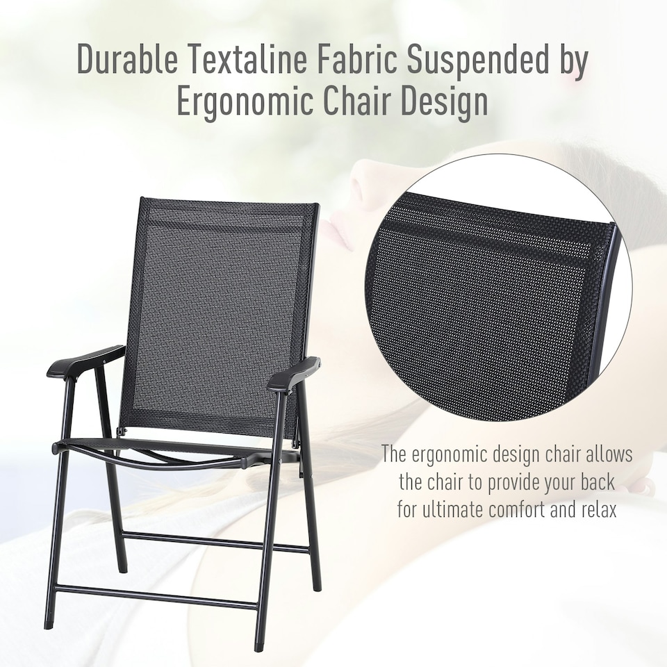 image 1 of Outsunny 2-PCS Garden Armchairs Outdoor Patio Folding Modern Furniture Black