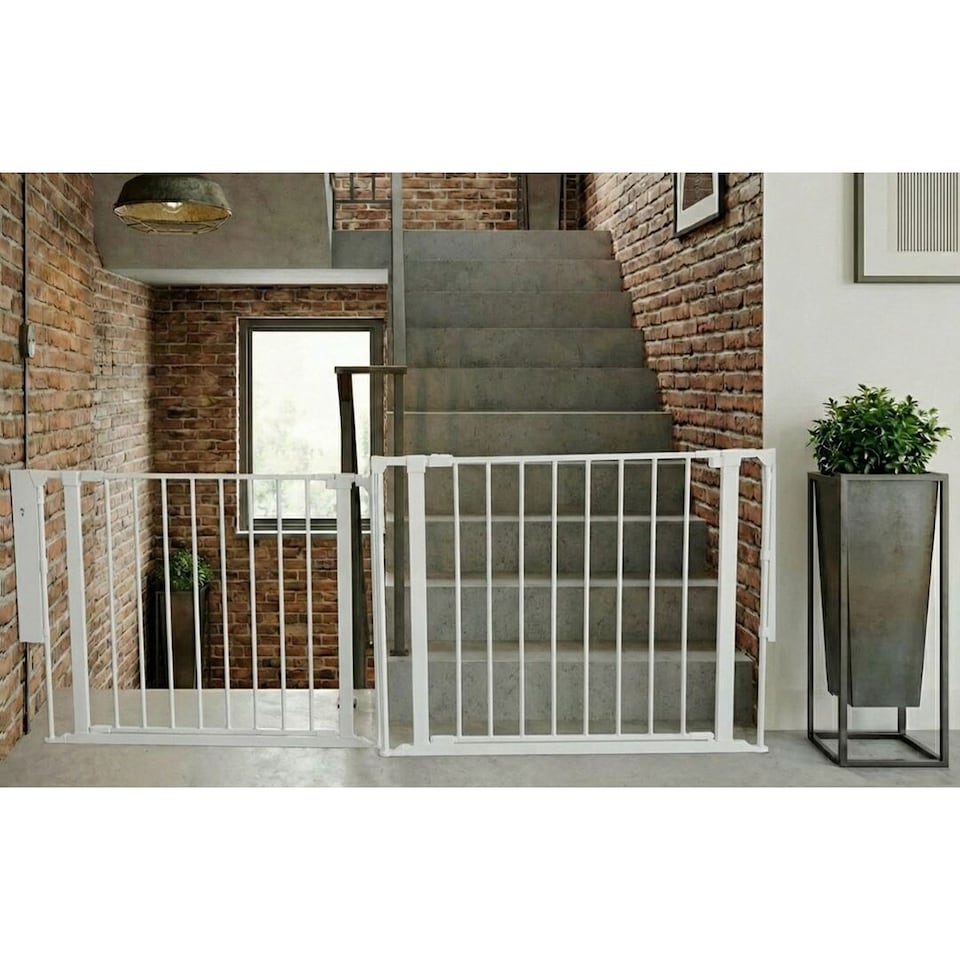 image 1 of Safetots Two Door Multi Panel Solution for Up and Down Staircases, White, 174cm of length, includes 2 Door Opening Panels
