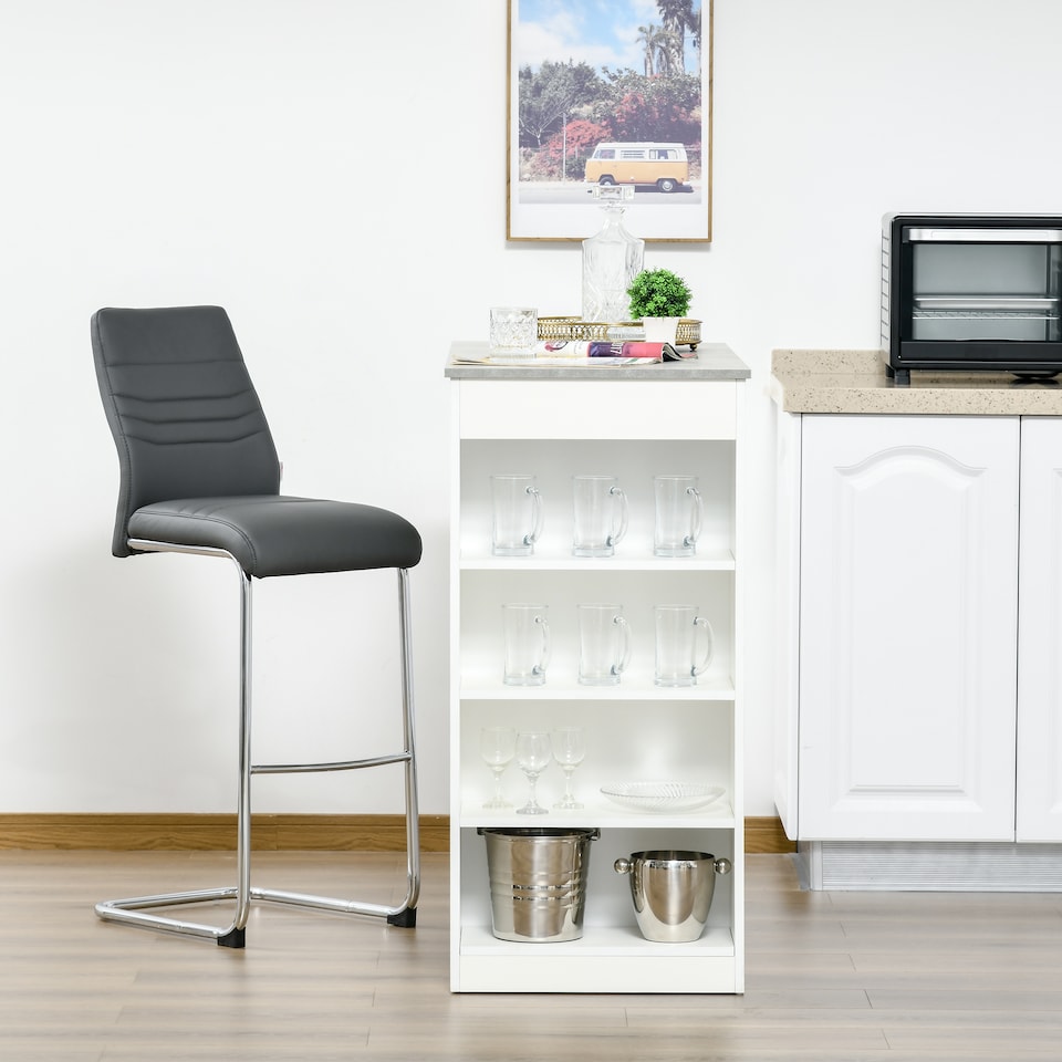 image 1 of HOMCOM Bar Table Coffee Table Kitchen Dining Table with 4-Tier Shelf Grey