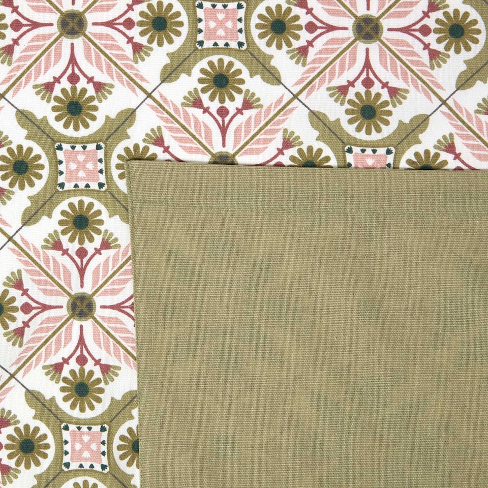 image 1 of Homescapes Green & Pink Retro 100% Cotton Apron