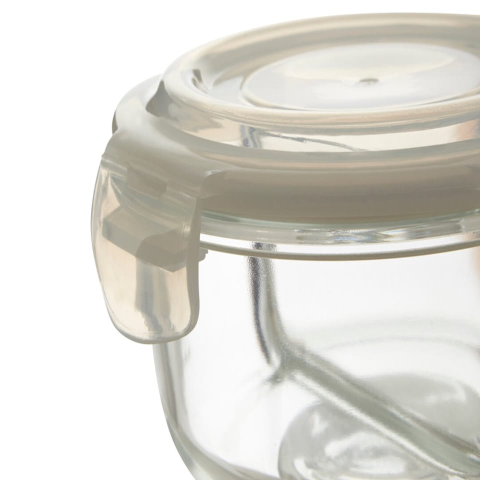 image 1 of Freska 2 Section Round Glass Container With Lid 950 ml