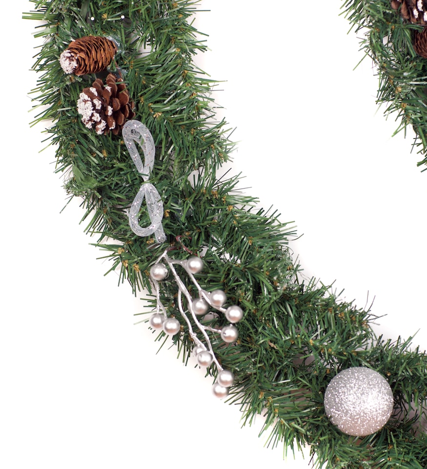image 1 of Best Artificial 12ft / 360cm Decorated Frozen Christmas Garland with Realistic Ice Crystals with 100 Bright White Battery lights