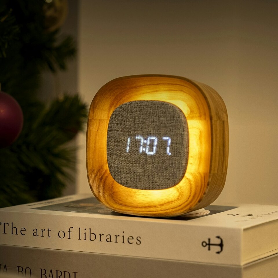 image 1 of Gingko Lumos Clock & Lamp - Square N/A | White Ash