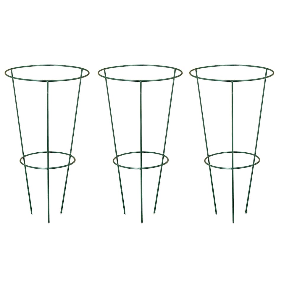 image 1 of Pack of 3 Tom Chambers Urban Green Conical Garden Plant Support Ring 30cm -  Medium
