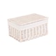image 2 of Small White Wash Steamed Cotton Lined Wicker Storage Basket | White | White