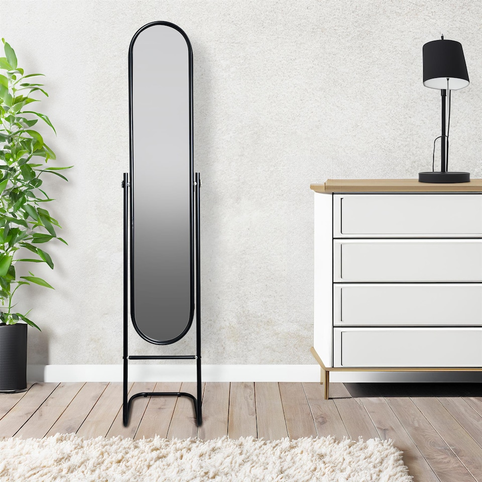 image 1 of Harbour Housewares Round Full-Length Mirror - 153cm x 30cm - Black | Black | Black