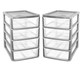 image 3 of Silver A4 Desktop Bedside 4 Pull Out Storage Tower Units With Clear Drawers For Home Office Silver