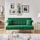 image 2 of Yaheetech Upholstered Sofa Couch with Gold-tone Metal Arms and Legs Green