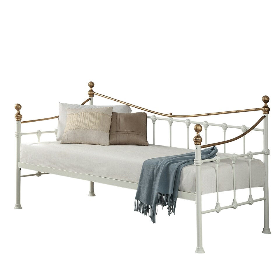image 1 of Newnham Classic Victorian Style Living Room Bedroom Brass Metal Day Bed Frame (Single)