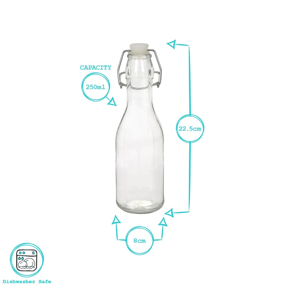 image 1 of Argon Tableware Glass Bottle with Swing Top - 250ml | Clear | Clear | One Size