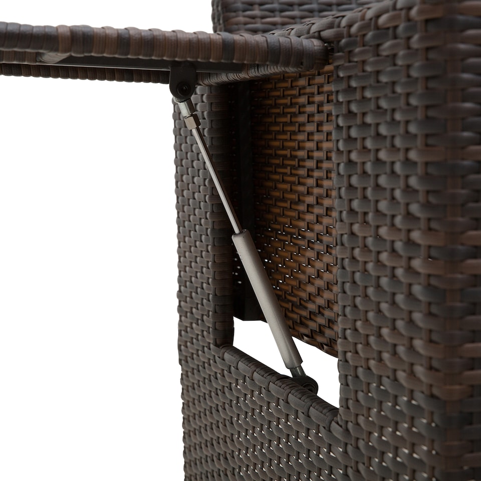 image 1 of Outsunny Rattan Garden Daybed, Assembled Double Sun Lounger with 5-Level Adjustable Back, Storage Ottoman, Cushions, Pillows and Retractable Trays, Outdoor Loveseat Sofa Bed for Patio, Brown