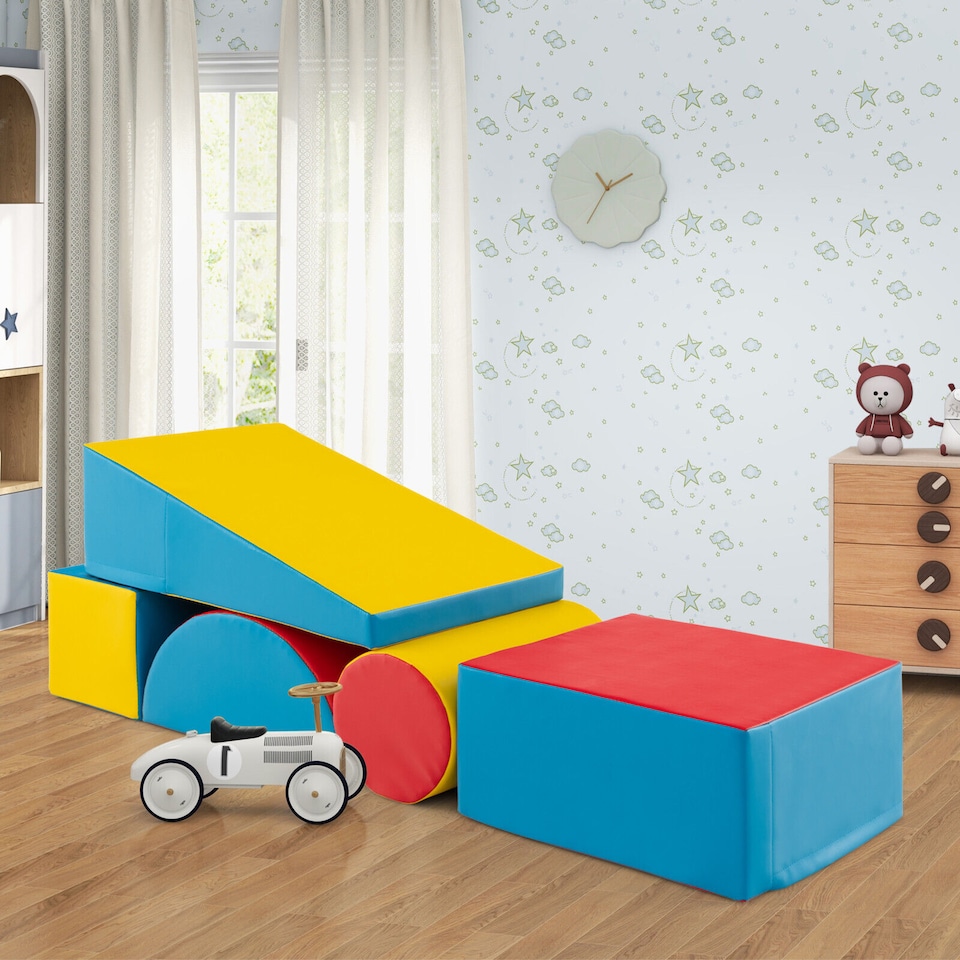 image 1 of COSTWAY 5 Pieces Kids Climb and Crawl Foam Play Set Educational Software