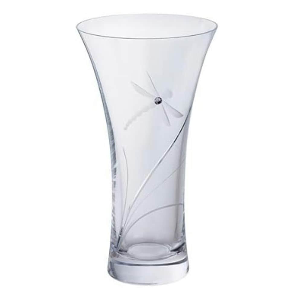 image 1 of Vase: 18cm Dartington Crystal Glitz Dragonfly Vase, Crystal Glass Clear
