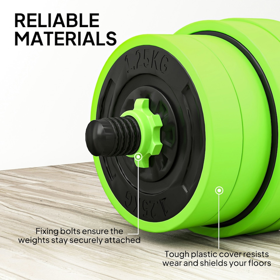 image 1 of SPORTNOW Weight Dumbbells Set, Barbell, Kettlebell, Push Up Stand, 30kg Green | Standard