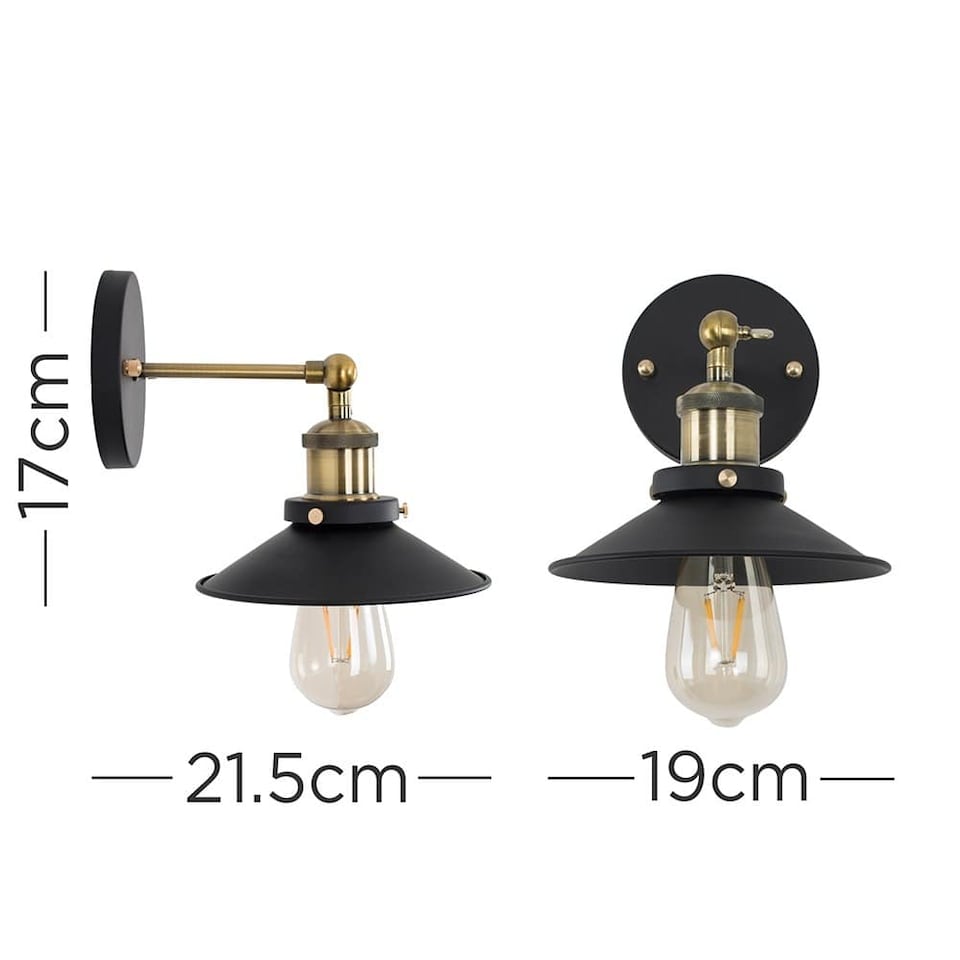 image 1 of ValueLights Colonial Pair Black and Antique Brass Wall Lights