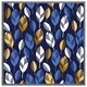 image 1 of White, blue & gold leaves on navy background (Picutre Frame) Grey | XS