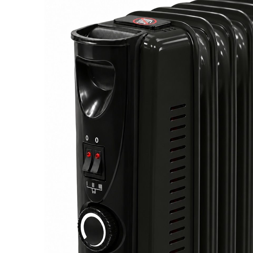 image 1 of EMtronics 9 Fin Oil Filled Heater Radiator - Black